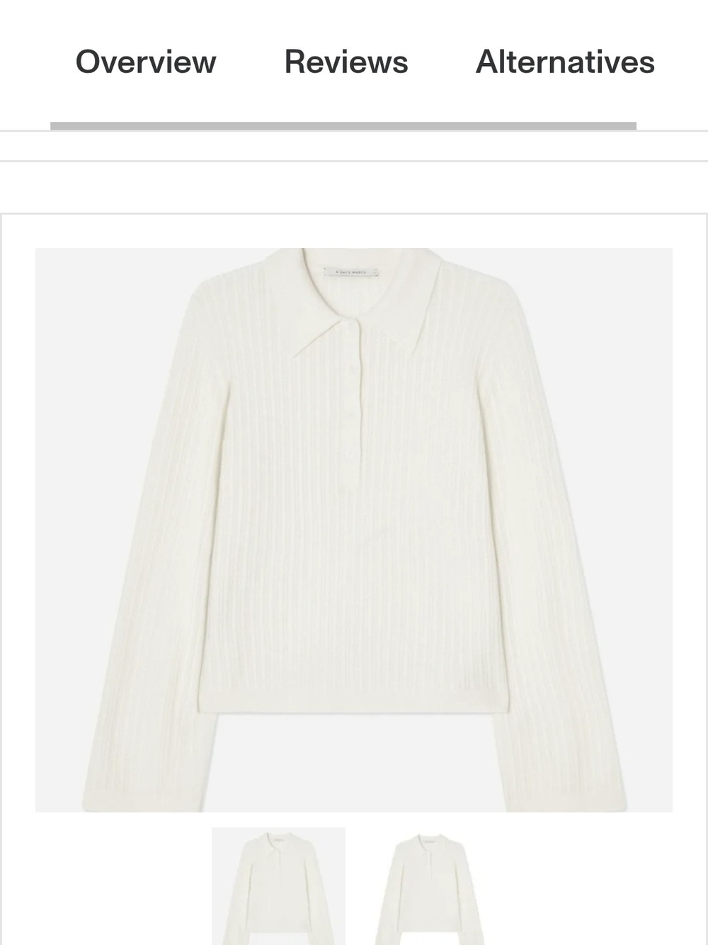 Women's Cream Ribbed Collar Sweater - Picture 7 of 9